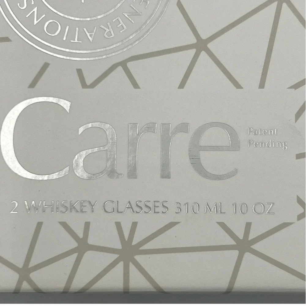 JoyJolt Carre Whiskey Glasses Set of 2 10oz Clear Square New